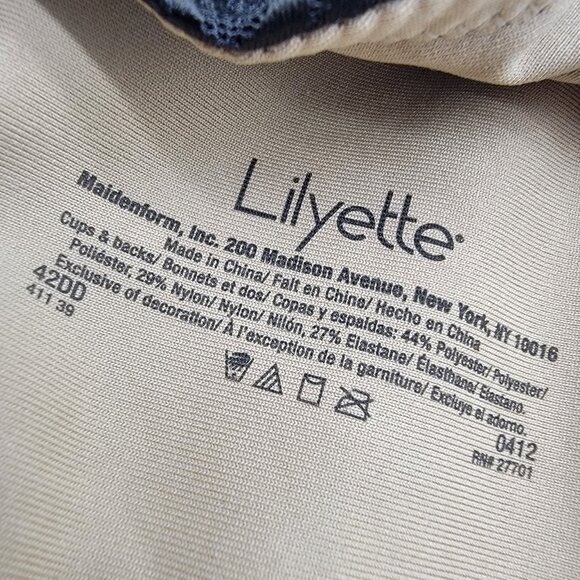 LILYETTE Bra Womans 42DD Light Black Lined Underwire‎ Style 0412 Floral Lace - Picture 5 of 5